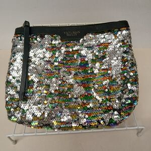 Victoria's Secret Silver and Multicolor Sequin Wristlet